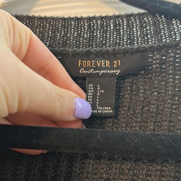 Grey Cropped Laces Pirate Forever 21 Baggy Sweater - Picture 3 of 7